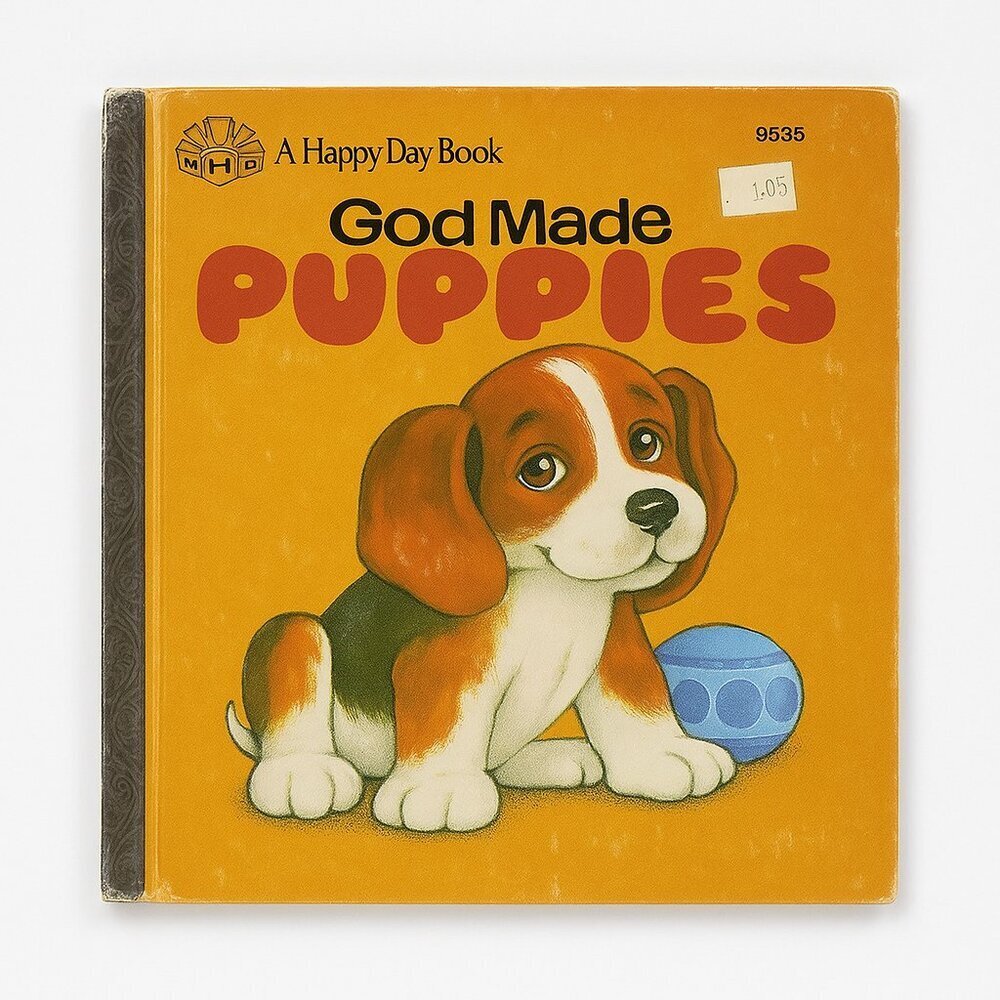 “GOD MADE PUPPIES” A Happy Day book vintage 1980 Hardcover Kids ~Marian Bennett